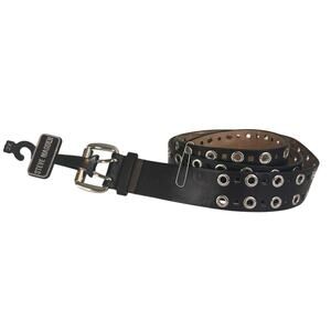 Steve Madden Fashion Grommet Belt Womens 2X Black Punk Gothic Vegan Leather NWT